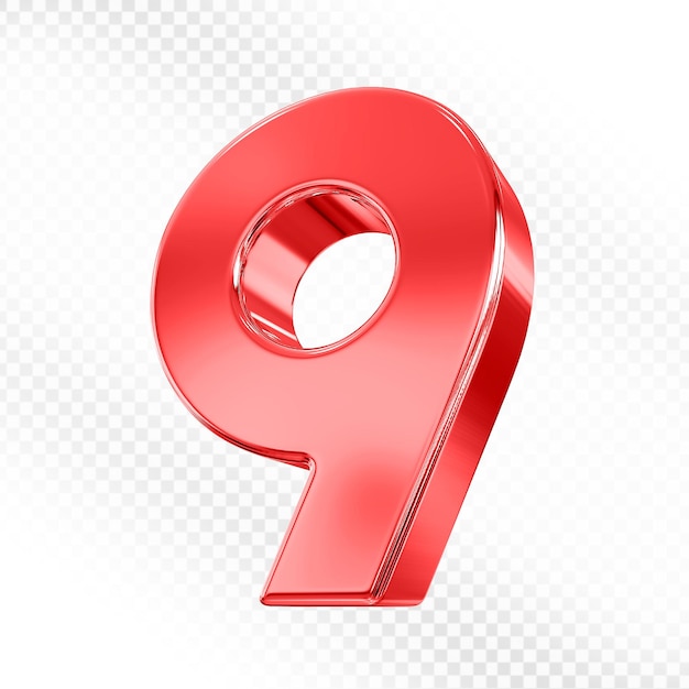 Número 9 número rojo 3D