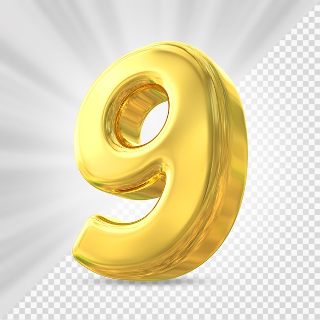 Numero 9 Oro 3d di lusso