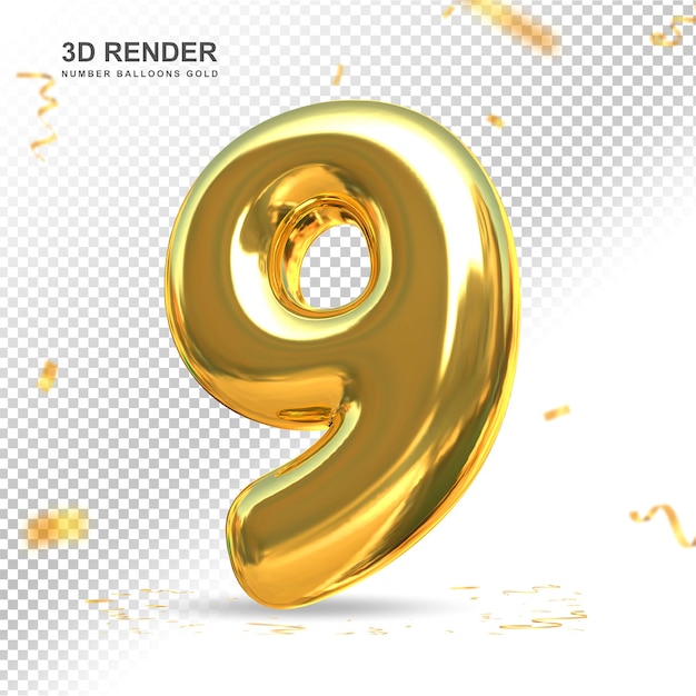 Número 9 de oro de lujo modelo 3d