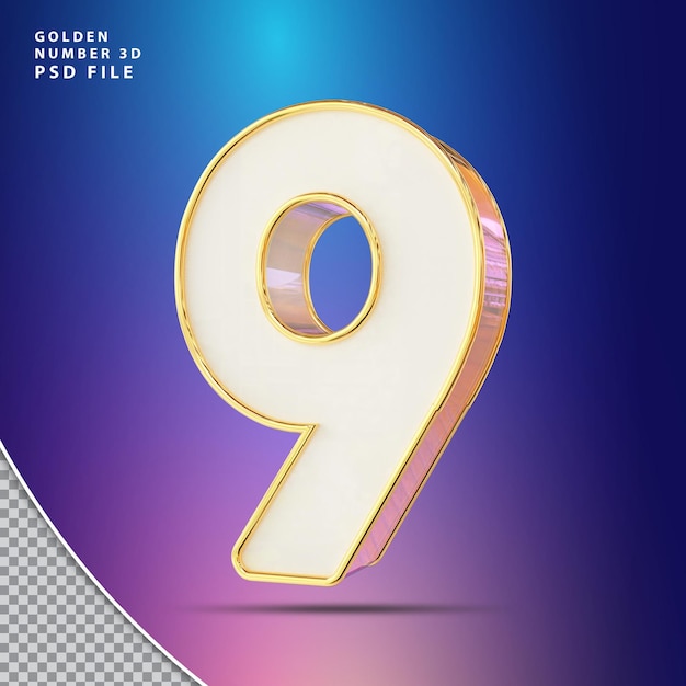 Numero 9 rendering 3d di lusso
