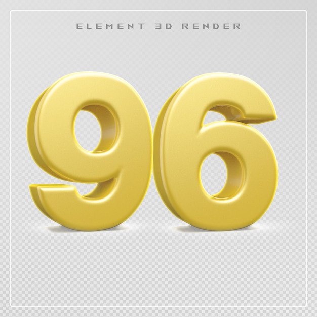 el número 96 dorado 3d render