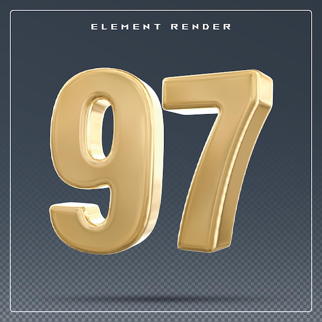 Numero 97 oro rendering 3D