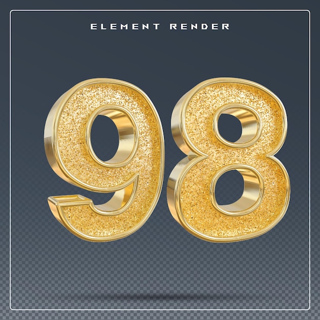 Numero 98 oro rendering 3D