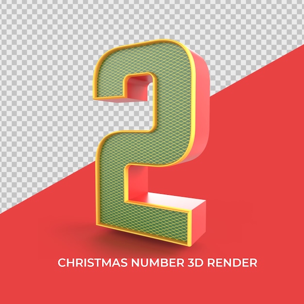 Número de adornos de navidad 3d render