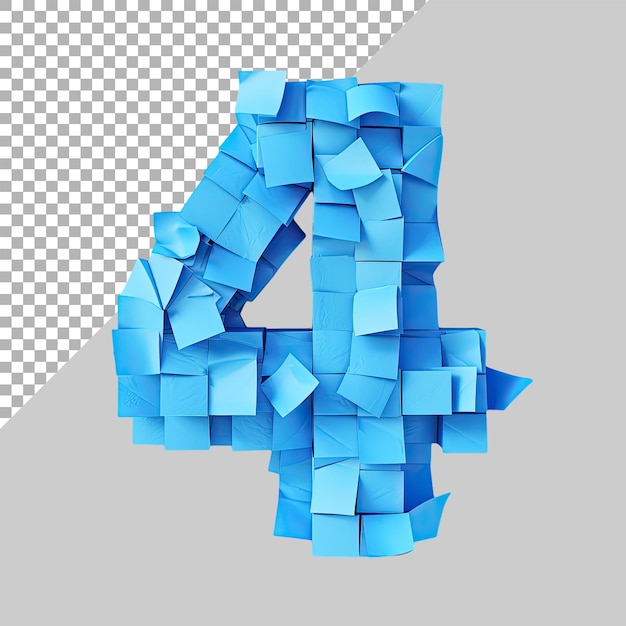 PSD numéro d'alphabet 4 lettre sur fond transparent