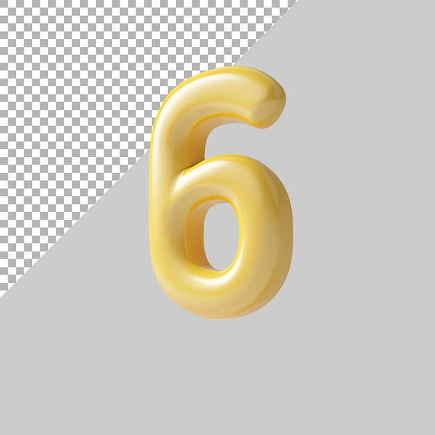 PSD numéro d'alphabet 6 lettre sur fond transparent