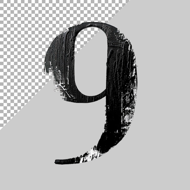 PSD numéro d'alphabet 9 lettre sur fond transparent