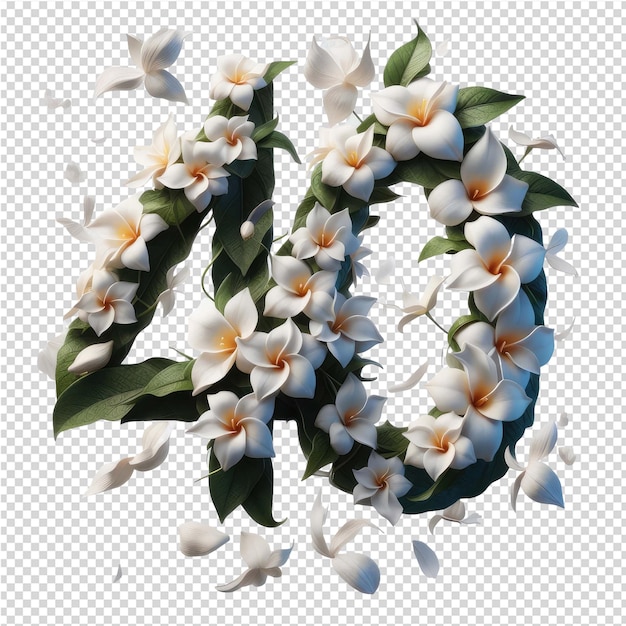 PSD un número blanco y azul 3 está decorado con flores