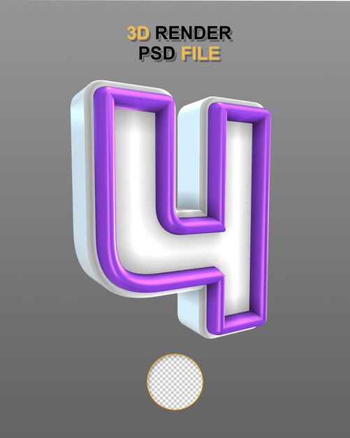 Número blanco y púrpura en 3D