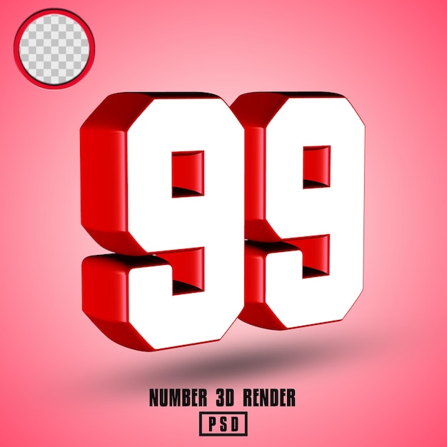 NÚMERO BLANCO ROJO RENDER 3D