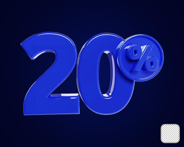 Numéro Bleu 20 % Off 3d Illustration