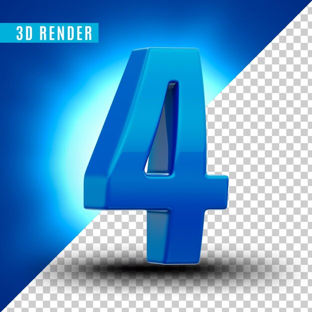 Numero blu lucido con vernice metallizzata realistica Psd Premium
