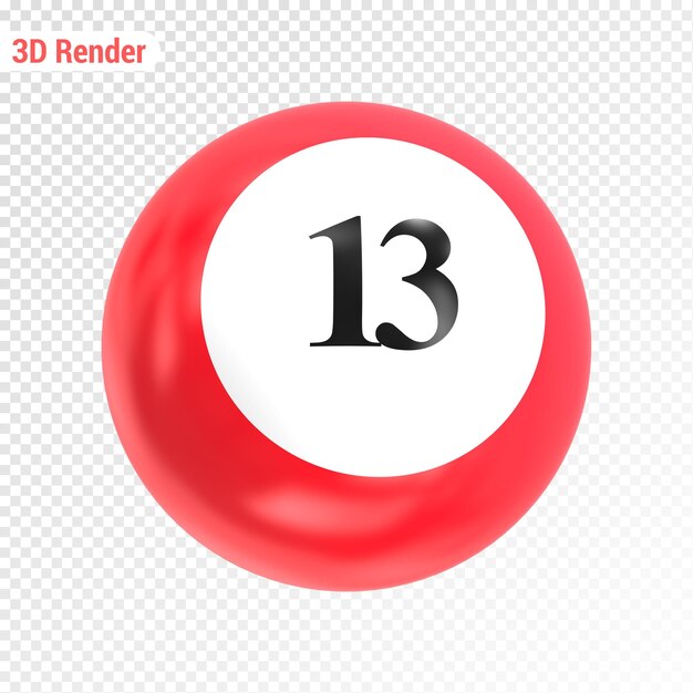 PSD numéro de boule rouge 3d