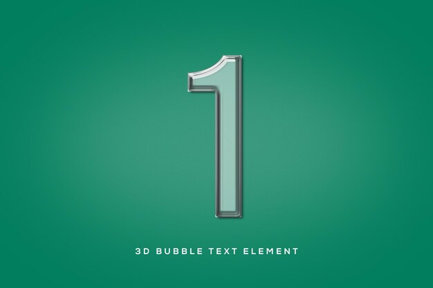 Numéro de bulle d'argent 3D Élément de texte transparent modifiable Psd