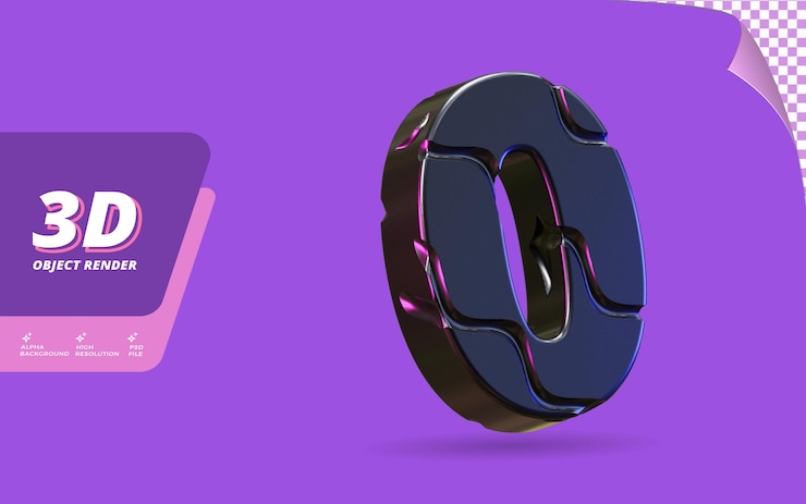 PSD número cero, número 0 en 3d render aislado con ilustración de diseño de textura de alambre negro metálico abstracto