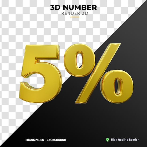 Número por ciento 3d textura de oro fino renderizado realista