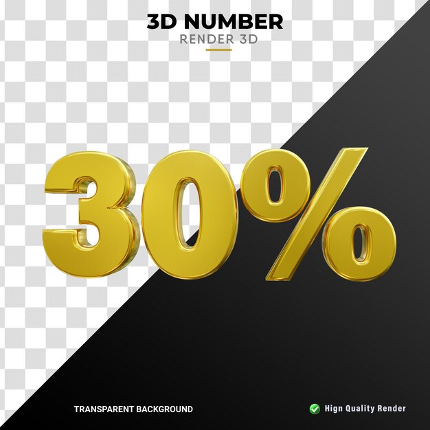 Número por ciento 3d textura de oro fino renderizado realista