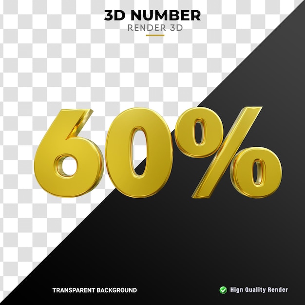 Número por ciento 3d textura de oro fino renderizado realista