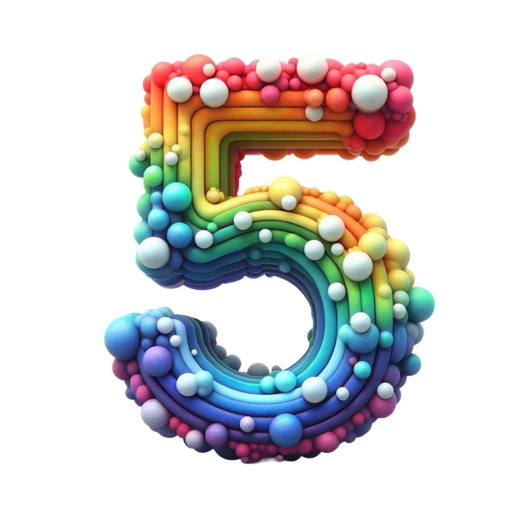 PSD numero colorato 6 fatto di caramelle e caramelle su uno sfondo bianco