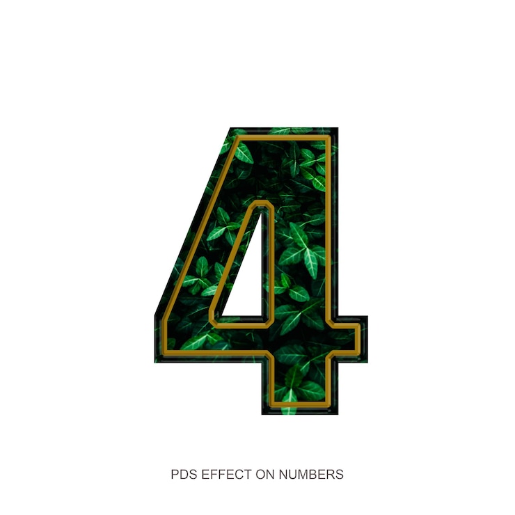 PSD numero com estilo de folhas verdes
