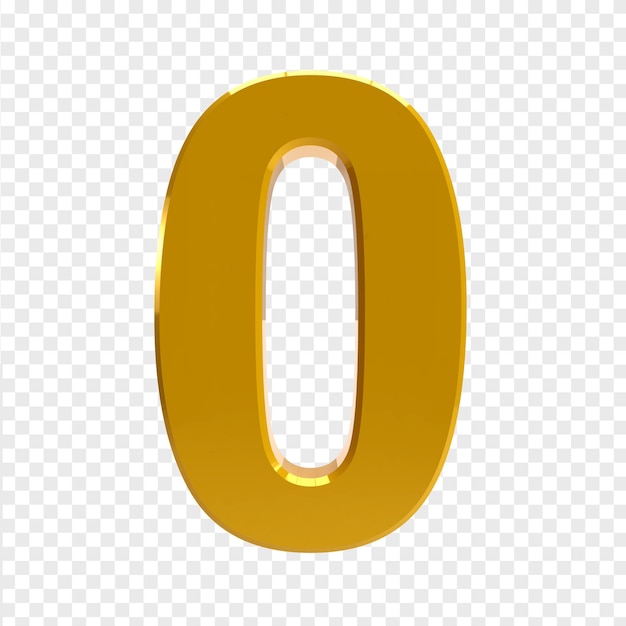 numero d'oro 0 su sfondo trasparente