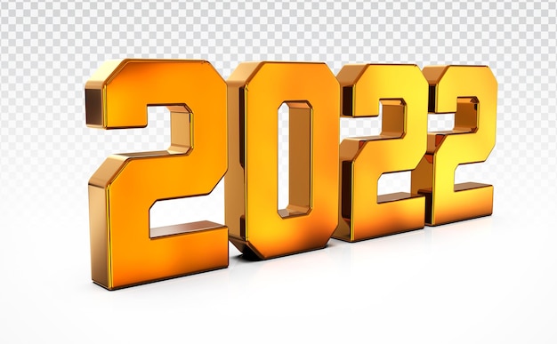 Numero d'oro 2022 3d rendering di lusso felice anno nuovo