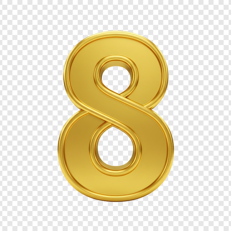 PSD numero d'oro 8 - rendering 3d isolato