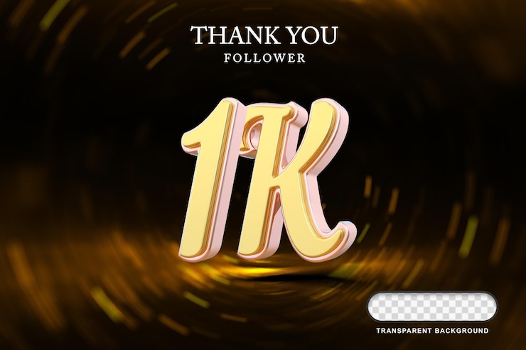 PSD numero d'oro di 1k follower 3d