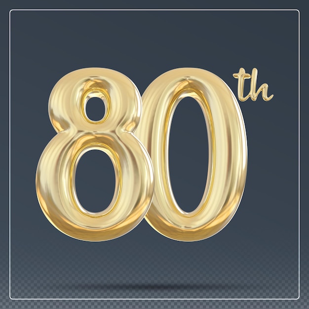 Número de aniversário de 80 anos dourado