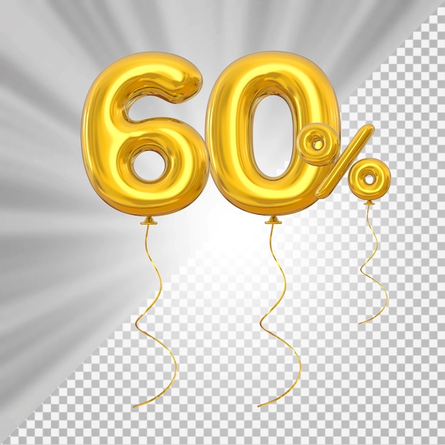 Número de balão dourado de 60 por cento da promoção