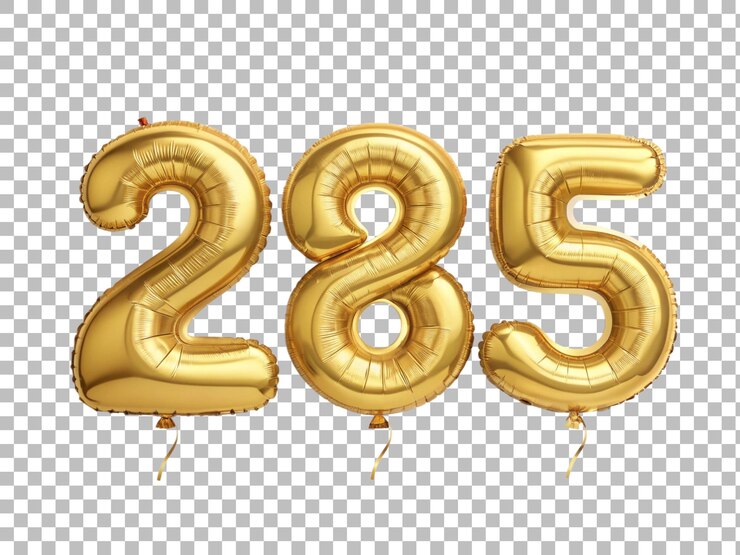Número de balões dourados comemorando 285