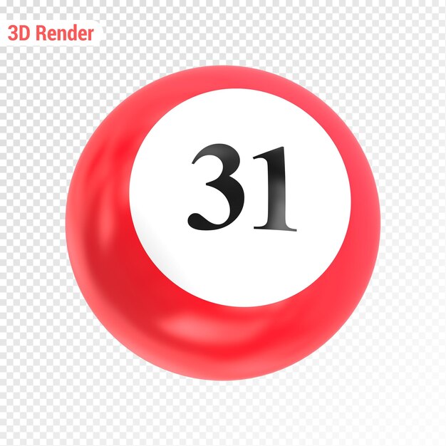 PSD número de bola vermelha 3d