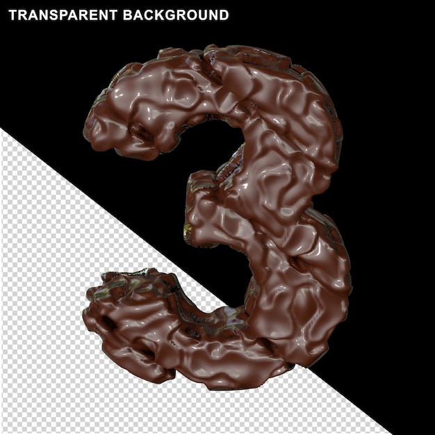 Número de chocolate. 3d número 3