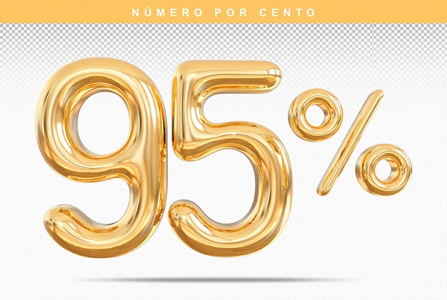 Número de desconto 95% ouro moderno 3D