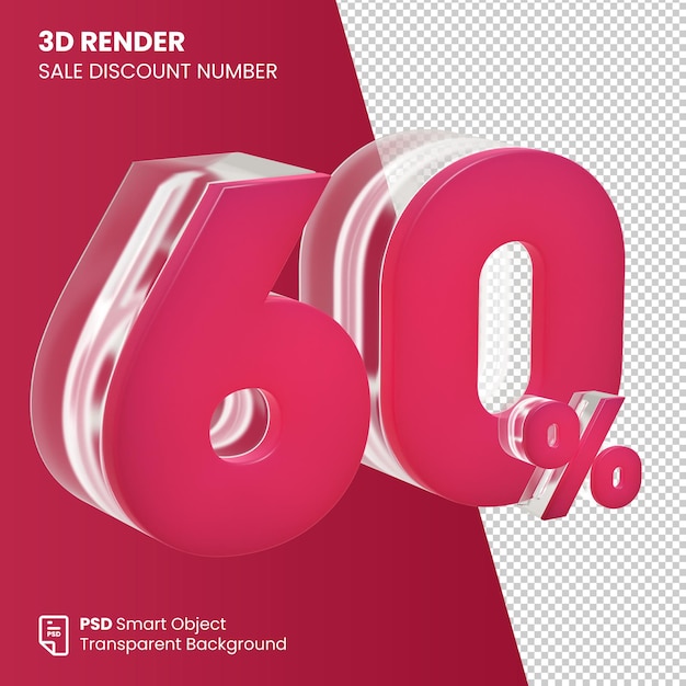 Número de desconto de venda de renderização 3d 60 por cento