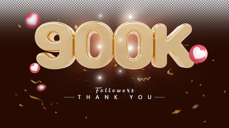 PSD numero di follower 900k oro 3d