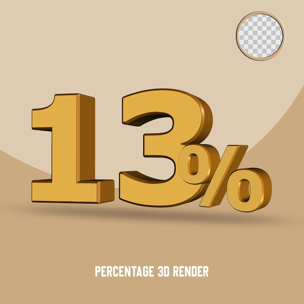 Numero di percentuale di rendering 3D colore oro giallo