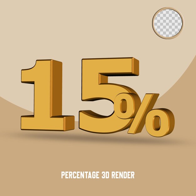 Numero di percentuale di rendering 3D colore oro giallo