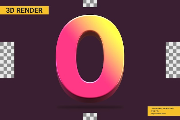 numero di rendering 3d 0 isolato
