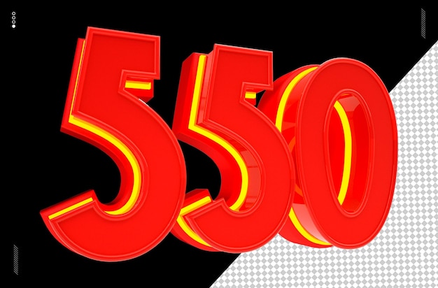 Numero di rendering 3D font rosso neon