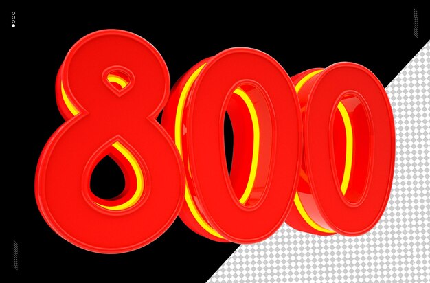Numero di rendering 3D font rosso neon