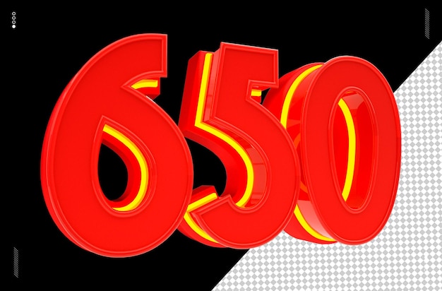 Numero di rendering 3D font rosso neon