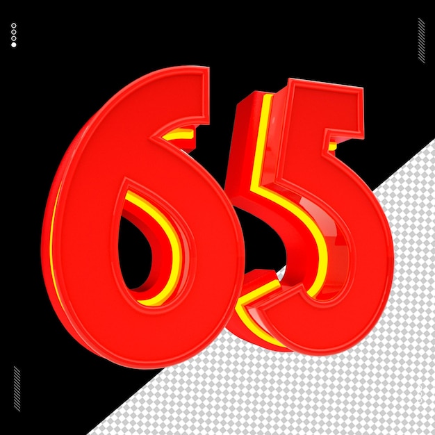 Numero di rendering 3D font rosso neon
