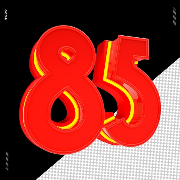 Numero di rendering 3D font rosso neon