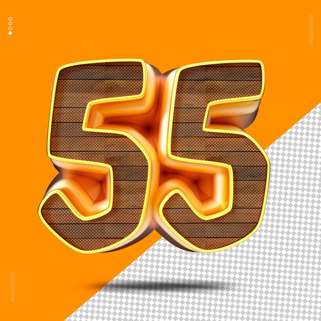 Numero di rendering 3D legno giallo oro chiaro