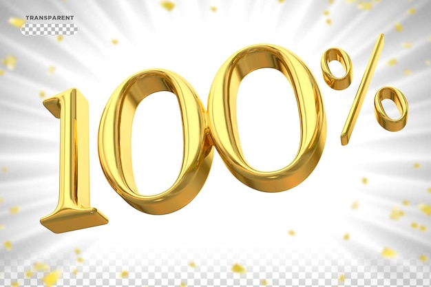 Numero di sconto 100 percento oro 3d