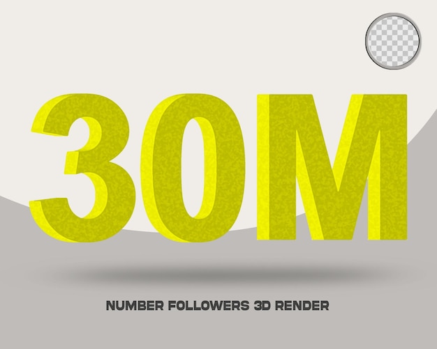 Numero di seguaci del rendering 3D dello stile spugna dei social media