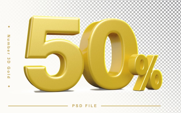Numero di vendita 50 per cento d'oro 3d