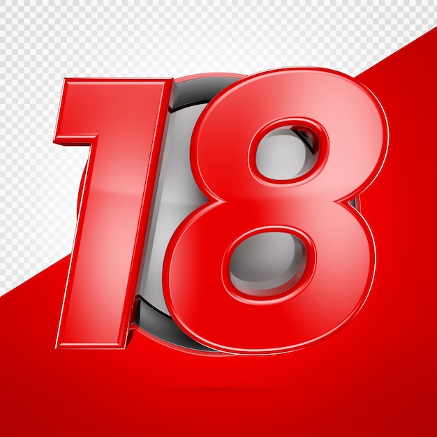 Número dieciocho render 3d