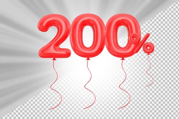 Número do balão vermelho de 200 por cento da promoção